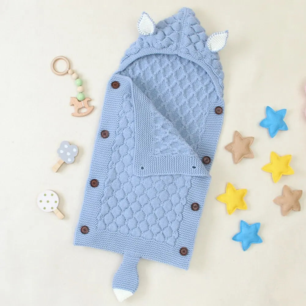 New Baby Winter Swaddle Wrap Blankets Knitted Toddler Infant Baby Swaddle Kids Warm Stroller Crib Envelope Newborn Baby Blankets