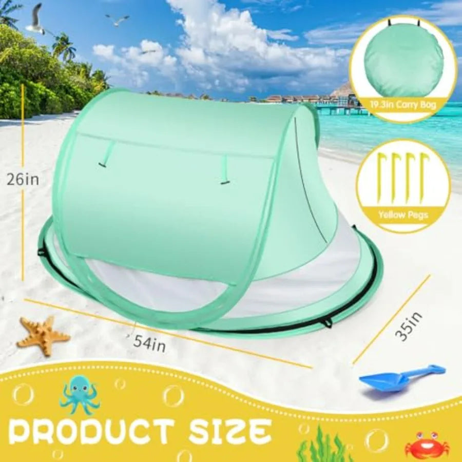 Baby Beach Tent, Large Pop Up Beach Tent Sun Shade for Beach, Portable Baby Travel Tent with Mosquito Net, Indoor Baby Play Ten