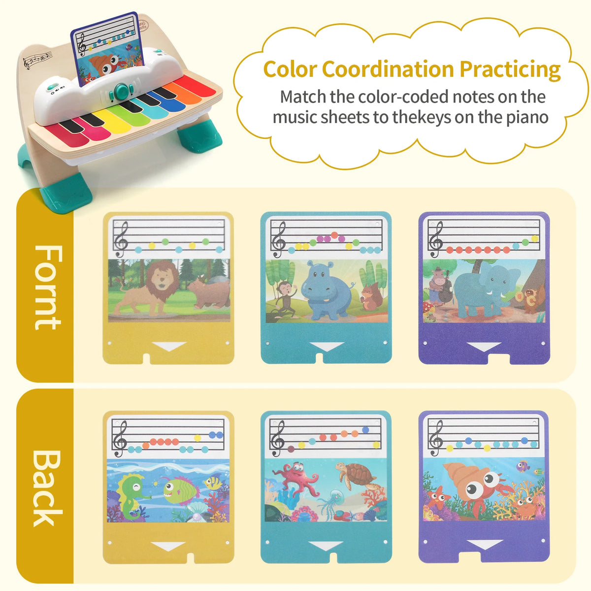 Wooden Touch Play Piano with Light & Music insert socre Music Score early learning Educational Toys Baby Gifts Instrument Toy