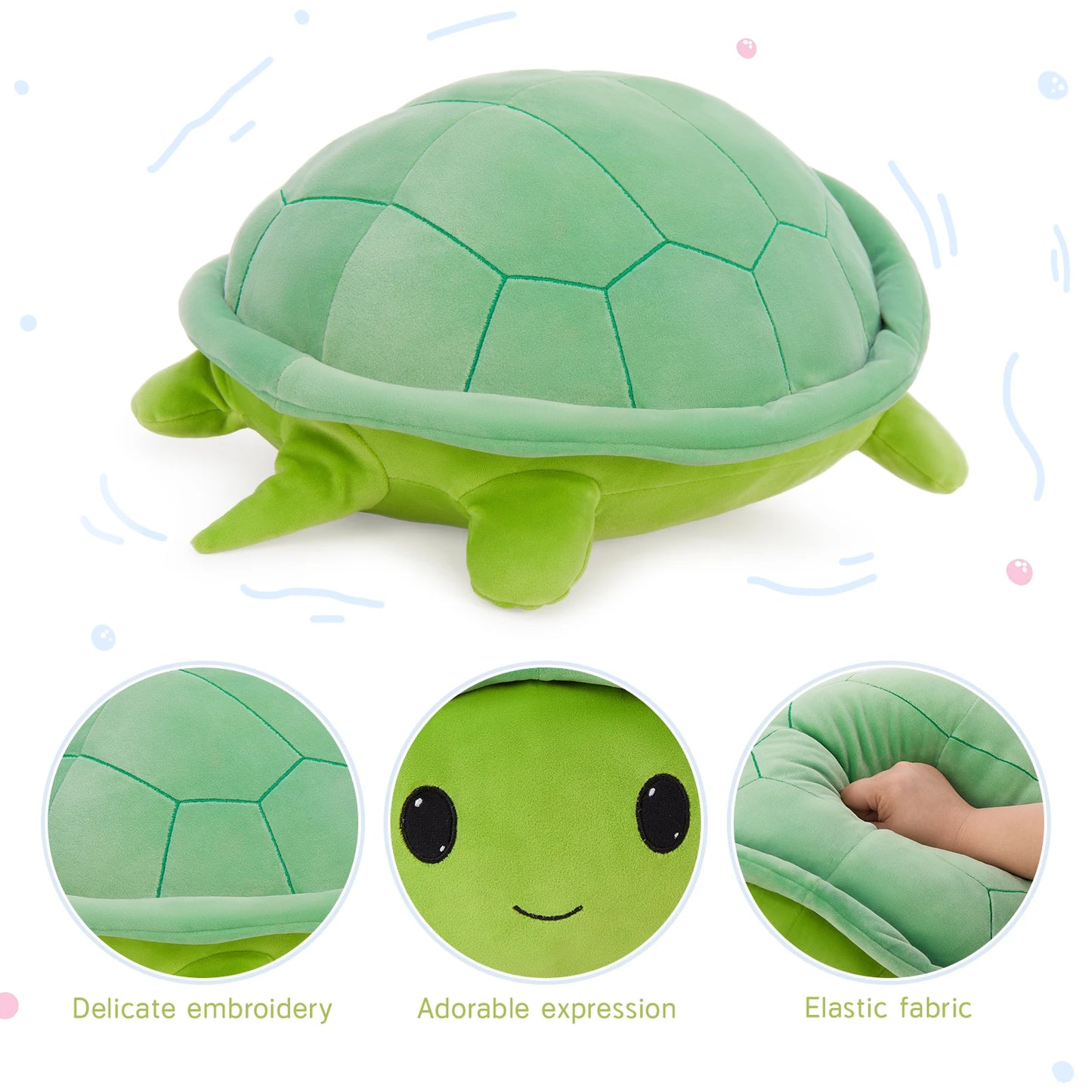 MorisMos 15.7" Giant Turtle Plush, Soft Turtle Stuffed Animal Toy with 3 Baby Turtles Cute Plushie for Kids