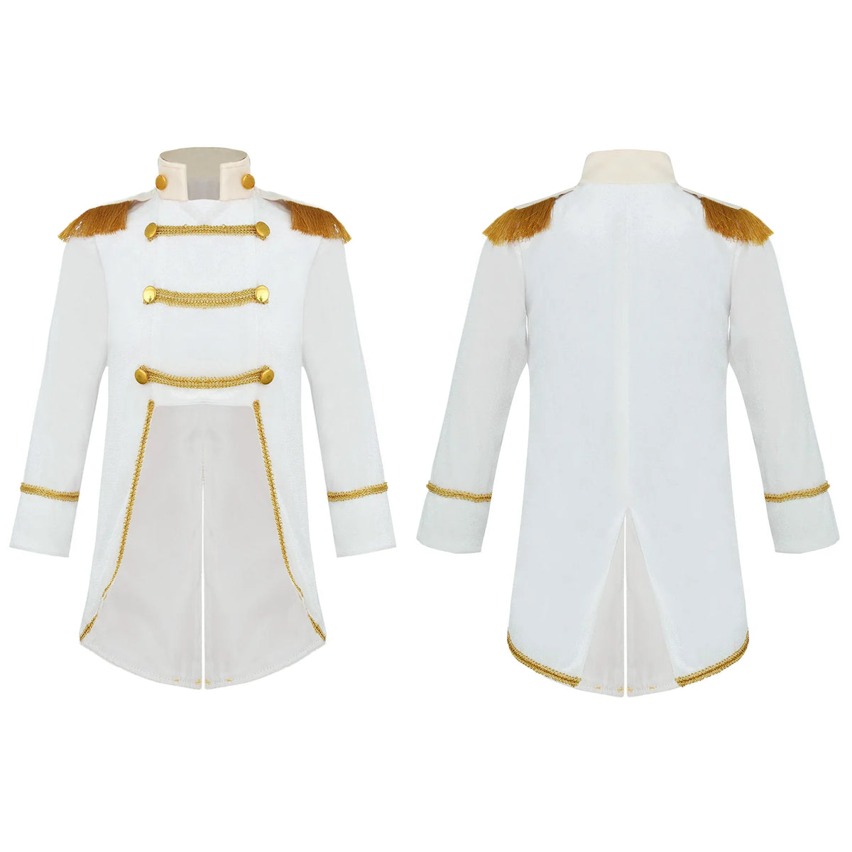 Little Boys Prince Cosplay Costume Toddler Long Sleeve Gold Fringe Braiding Velvet Tailcoat Jacket Medieval Royal Prince Outfits