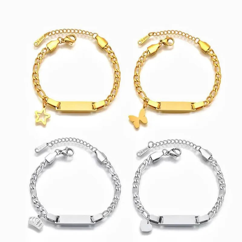 DUOYING Custom Name Newborn Bracelet Personalized Baby ID Engraved Bracelet Engraved Letter Pendant Bangles For Kids Jewelry