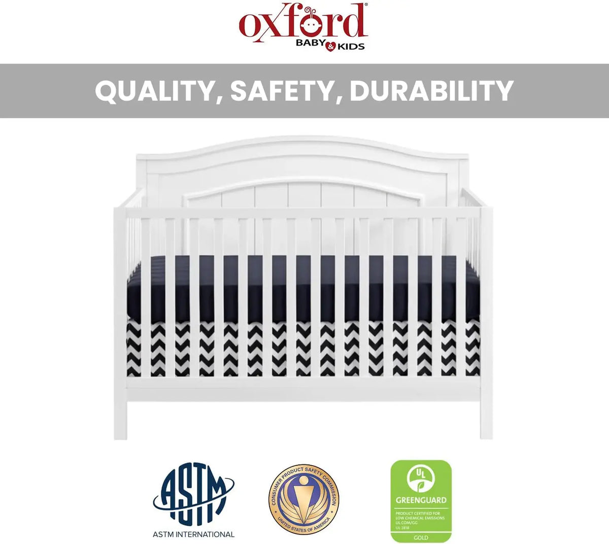 North Bay 4-in-1 Convertible Crib, Snow White, GreenGuard Gold Certified