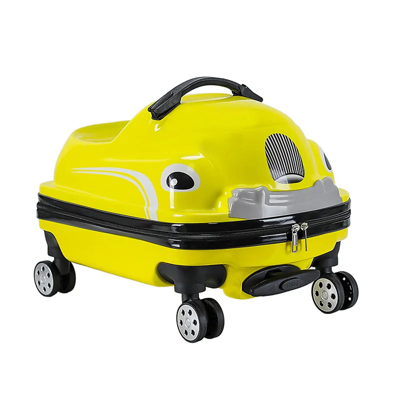 Cartoon Car Children's Pull-On Luggage Suitcase Kindergarten Travel Bag Child Ride-On Twister Cart