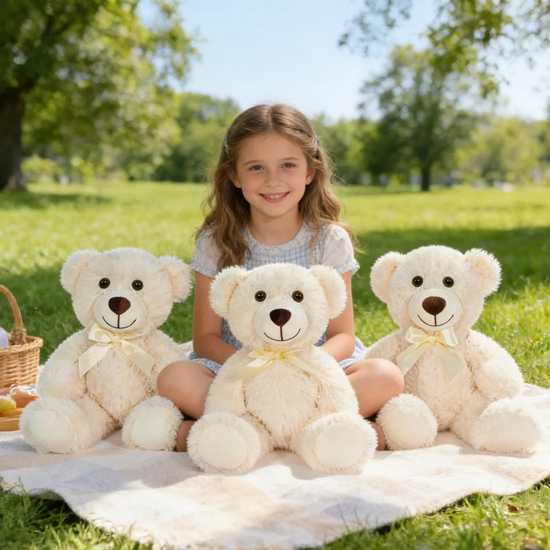 SNOWOLF Teddy Bear 13.5 Inch Stuffed Animals Plush Toys 3 Cream Stuffed Bears for Girls Perfect Gift for Girlfriend Birthday Gift Valentine's Gift