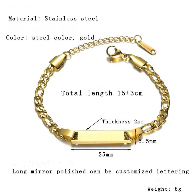 DUOYING Custom Name Newborn Bracelet Personalized Baby ID Engraved Bracelet Engraved Letter Pendant Bangles For Kids Jewelry