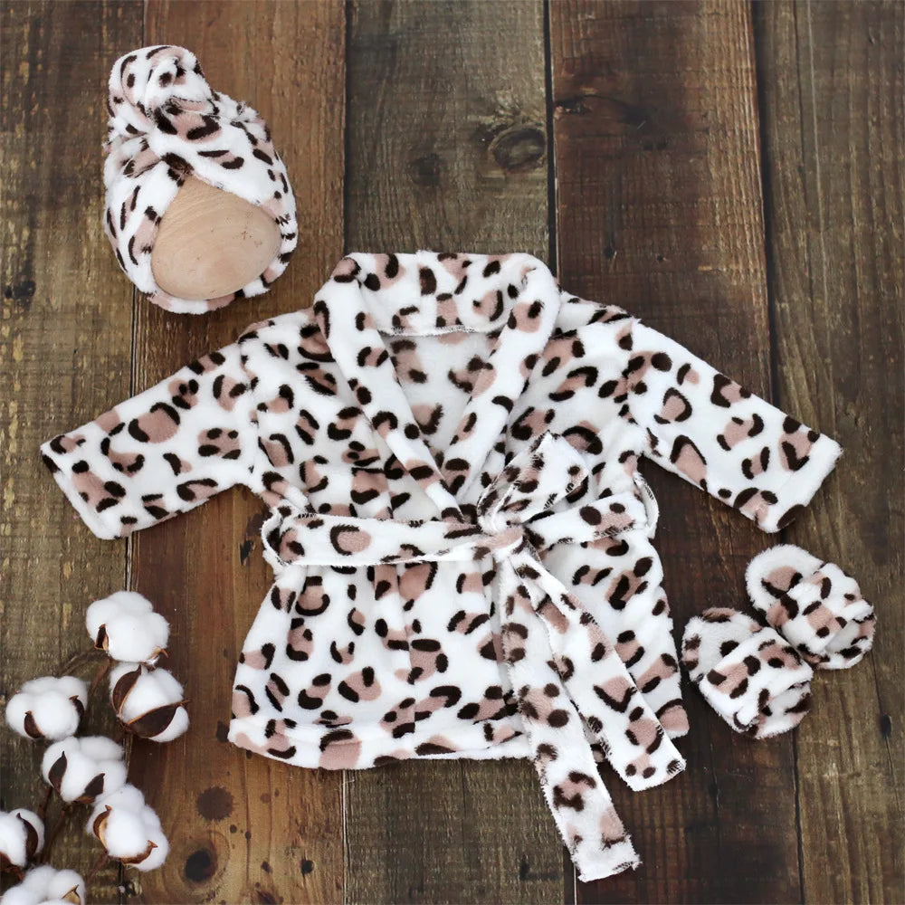 Newborn Baby Photography Prop Soft Fleece Scarf Bathrobes Slipper 3pcs Fotografia Costume Shooting Photoshoot Props Clothing
