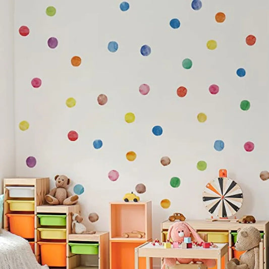 Colorful Polka Dot Wall Decals Watercolor Dots Wall Sticker for Baby Girls Teens and Nursery Room