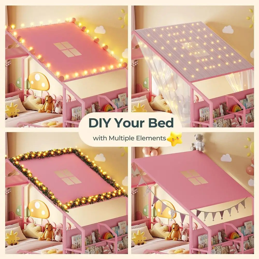 Montori Style Toddler Bed with Safety Guardrails, Sling Bookshelves, and Storage Drawers for Kids' Bedroom, Nursery, or Playhous