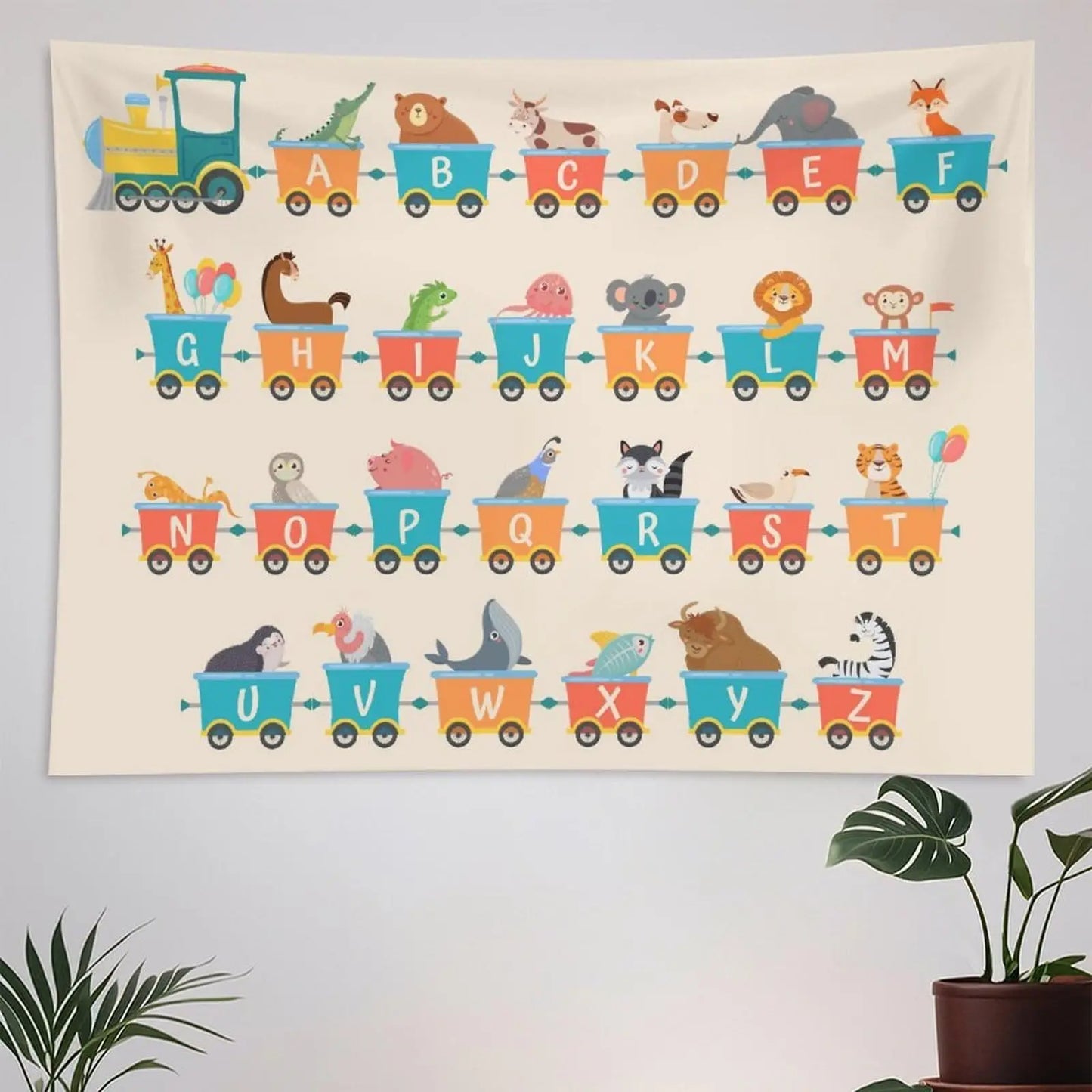 Alphabet Kids Learning Tapestry Wall Hanging Cartoon Animal Baby Boys Child Educational Tapestries Home Decor for Bedroom Living