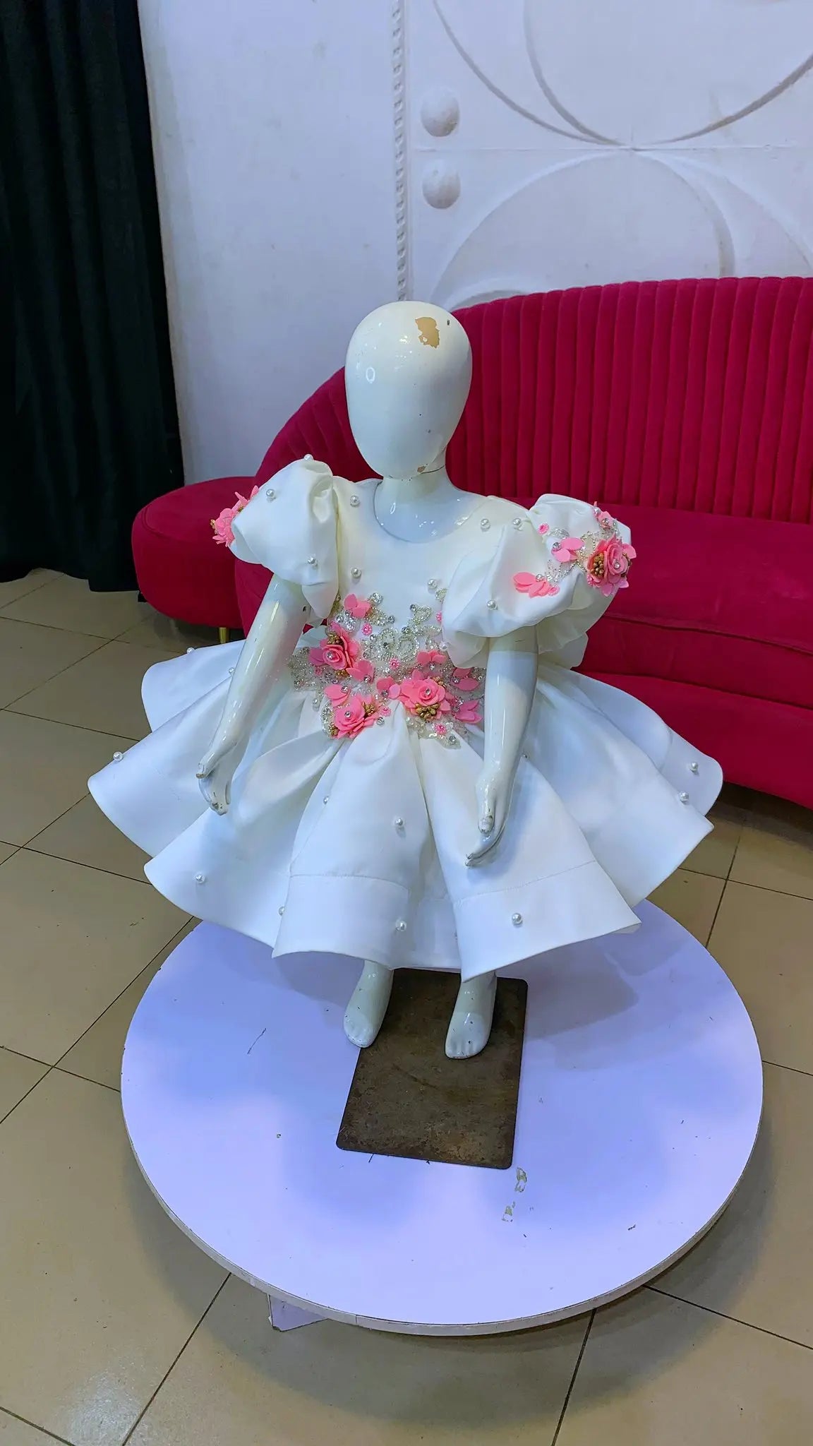 White Flower Girl Dresses for Wedding Pink Floral Princess Birthday Party Gowns Customized Child Prom Dress