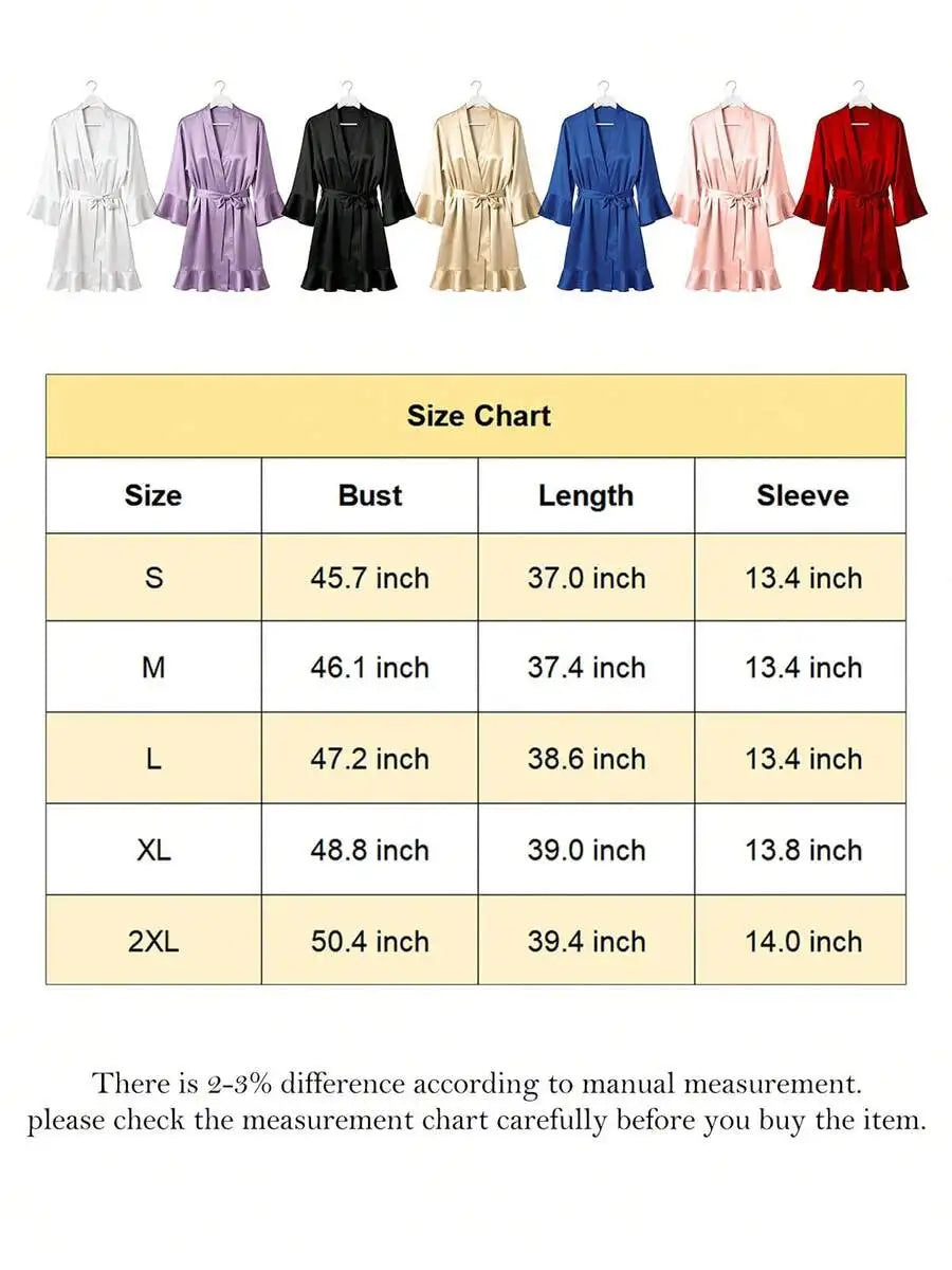 Women Satin Kimono Robe Silky Bathrobe Summer Loungewear Sleepwear