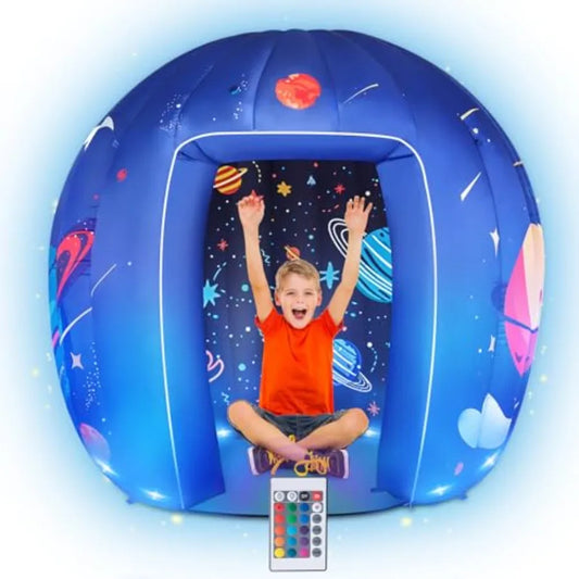 Sensory Tent for Kids & Adults,5.9ft Astronaut Galaxy Inflatable Light Up Sensory Toys,Kids Tent for Home School Indoor Outdoor