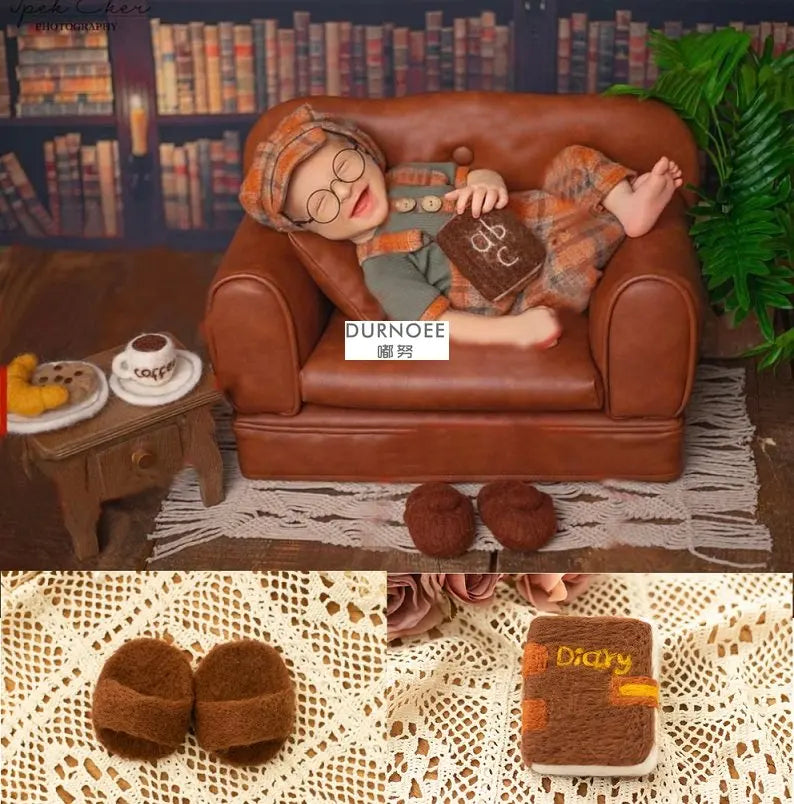 Newborn Photography Props Wool Felt Doll Mini TelePhone Handmade DIY Felting Kit Accessories Baby Photo Shooting Doll