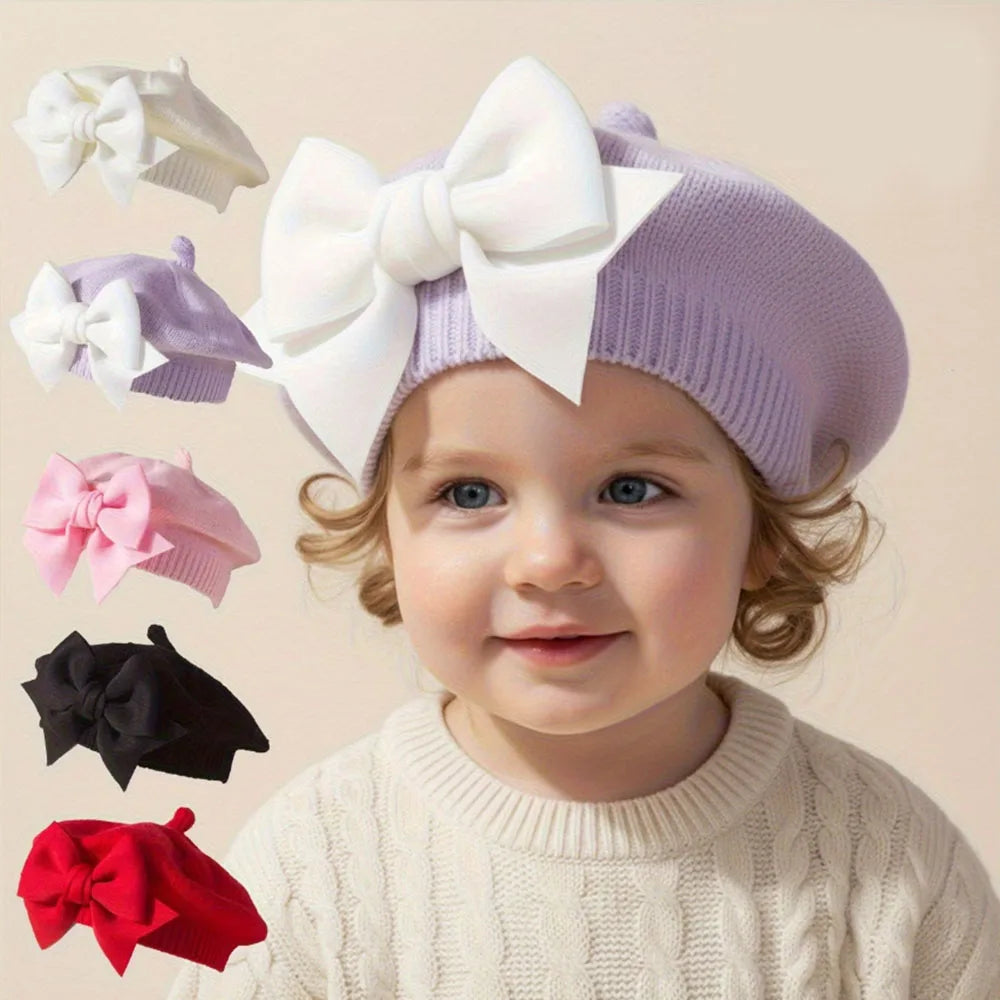 baby beret, bow hat, newborn baby 1-3 years old painter hat, baby girl clothing, baby spring headwear, toddler hair accessories