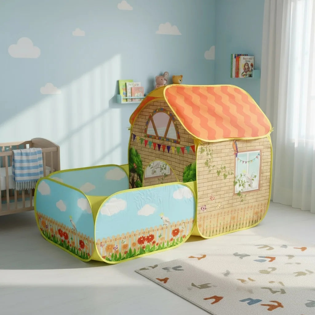 【Outdoor Entertainment】Children's Garden Villa Play Tent, Large Pop-Up Toy Enclosure, Children's Fun Toy Playhouse, Durable Polyester and Steel Frame, Excellent Outdoor Party Tent and Beach Toy, Great Holiday Gift for Boy